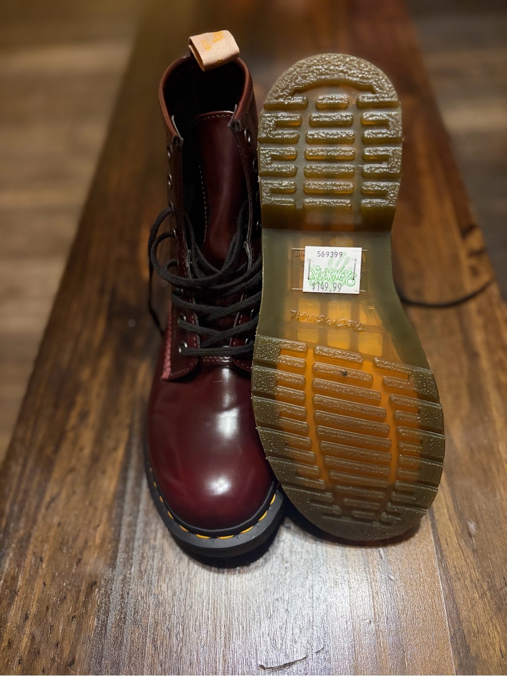 Dr. Martens Women's Cherry Red Leather Lace-Up Boots - Picture 2 of 4